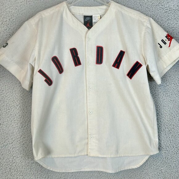 Rare! VTG! Nike Air Jordan Embroidered Button Shirt Youth / Women’s Sz L  - 90s - Picture 1 of 6